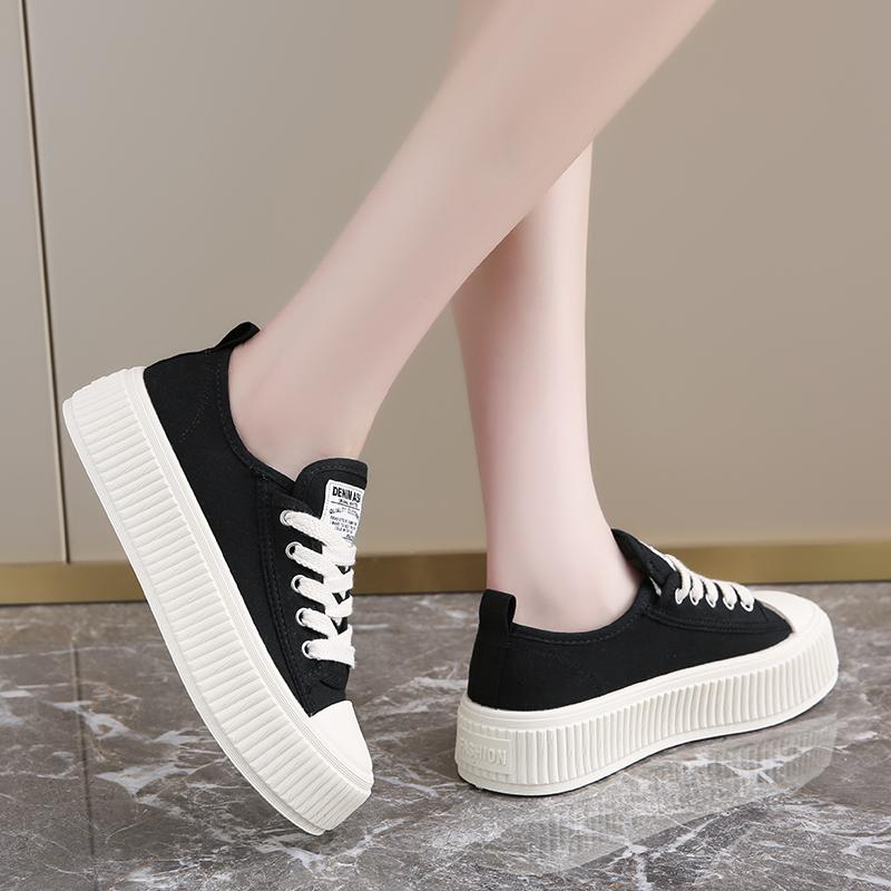 CRLAYDK Fashion Platform Canvas Skate Shoes for Women Lace Up Casual Sneakers Ladies Lace Up Sports Walking Breathable Tennis
