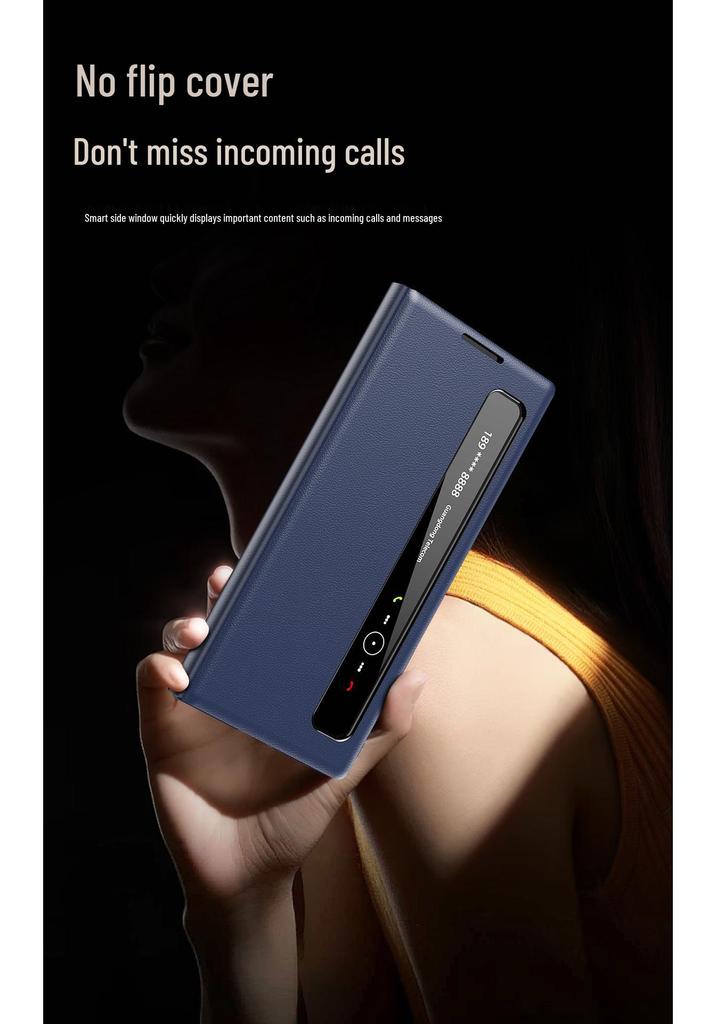 Samsung Z Fold 8 Ultra Leather Flip Case with Smart Side Window - Business Edition.