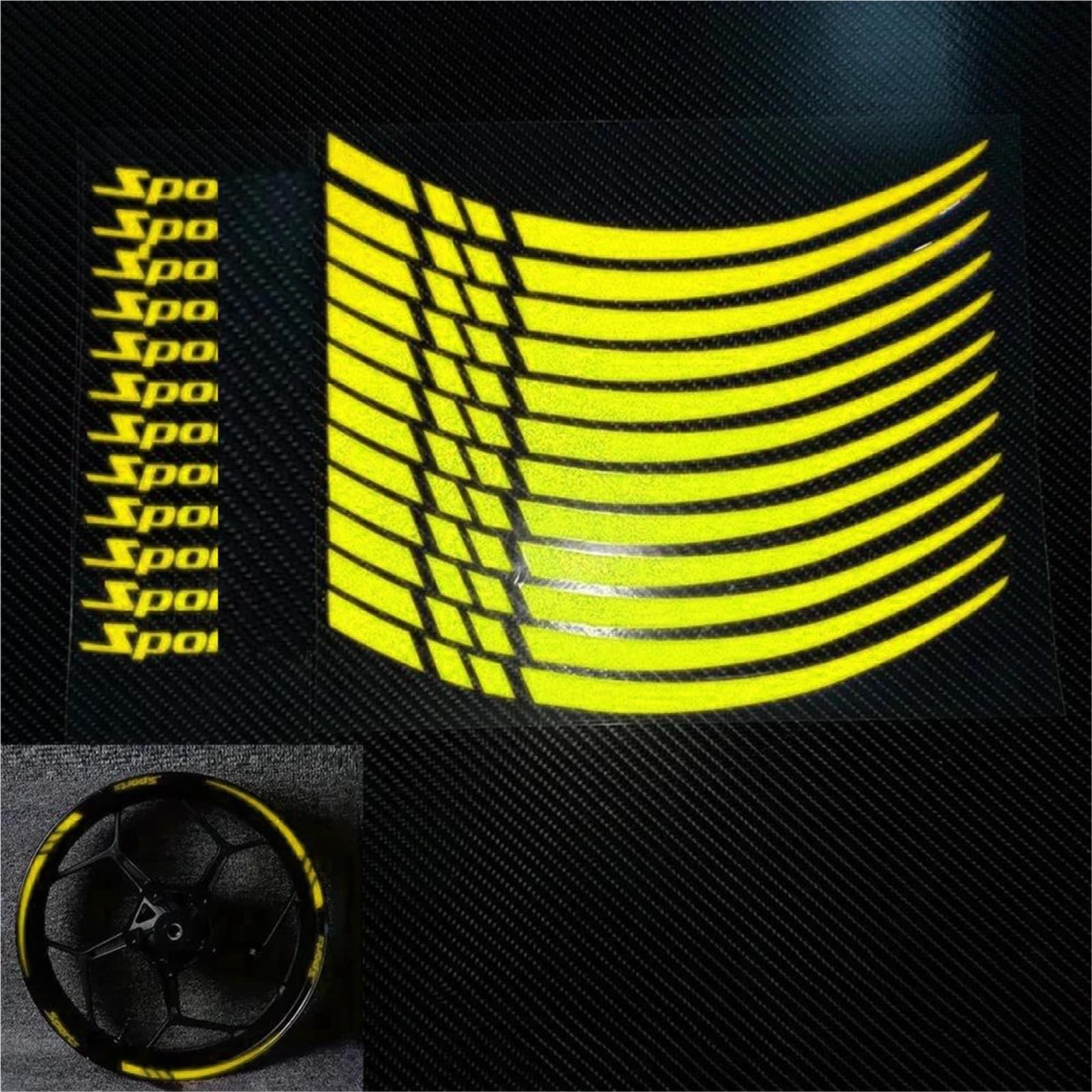 

Sticker Protector Motorcycle Wheel Rim Stripe Wheel Decal Tape Sticker 18 -21 Reflective Sticker Decal Accessory (Yellow) One Size жёлтый