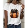 Funny Pumpkin With Bow Tie Print Short Sleeve T Shirt All Seasons Crew Neck Tee Tops Unisex Casual Gothic Y2k Streetwear Clothes