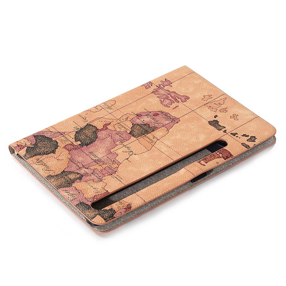 For Samsung Galaxy Tab S9 Wallet Case Map Pattern PU Leather Protective Tablet Cover