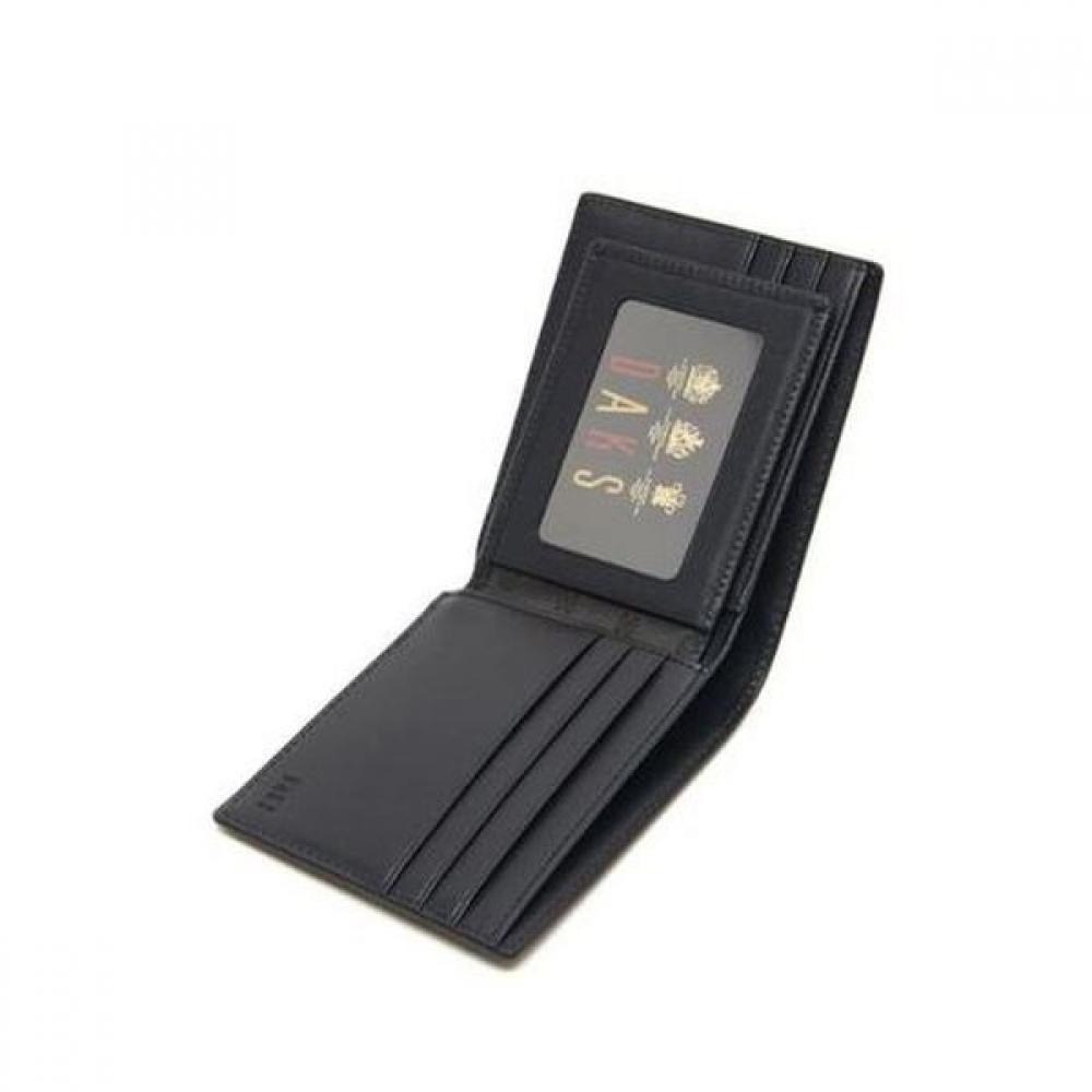 Daks Black Leather Dd Logo Classic Bi Fold Wallet