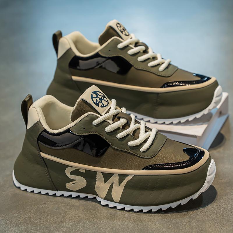 

Men s shoes 2025 autumn new platform casual sports shoes youth outdoor travel handsome bag bottom dad trendy shoes 44 зелёный