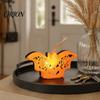Soft Glow Night Light Halloween Witch Hat Pumpkin Lamp, Bat Skull Hollow LED Safe Flameless Candle Lamp for Party, Spooky Tabletop Decor Haunted House