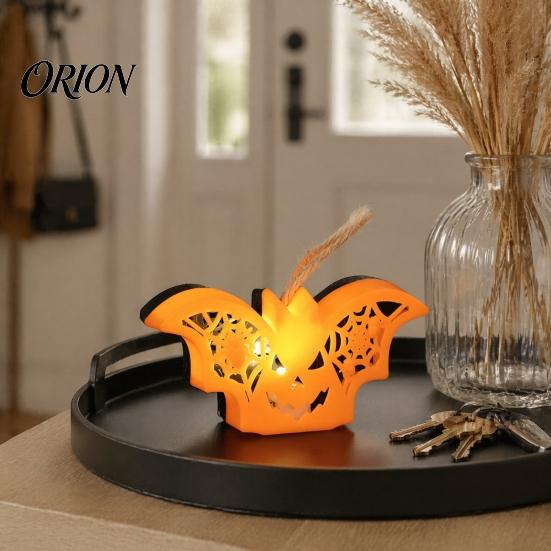 Soft Glow Night Light Halloween Witch Hat Pumpkin Lamp, Bat Skull Hollow LED Safe Flameless Candle Lamp for Party, Spooky Tabletop Decor Haunted House