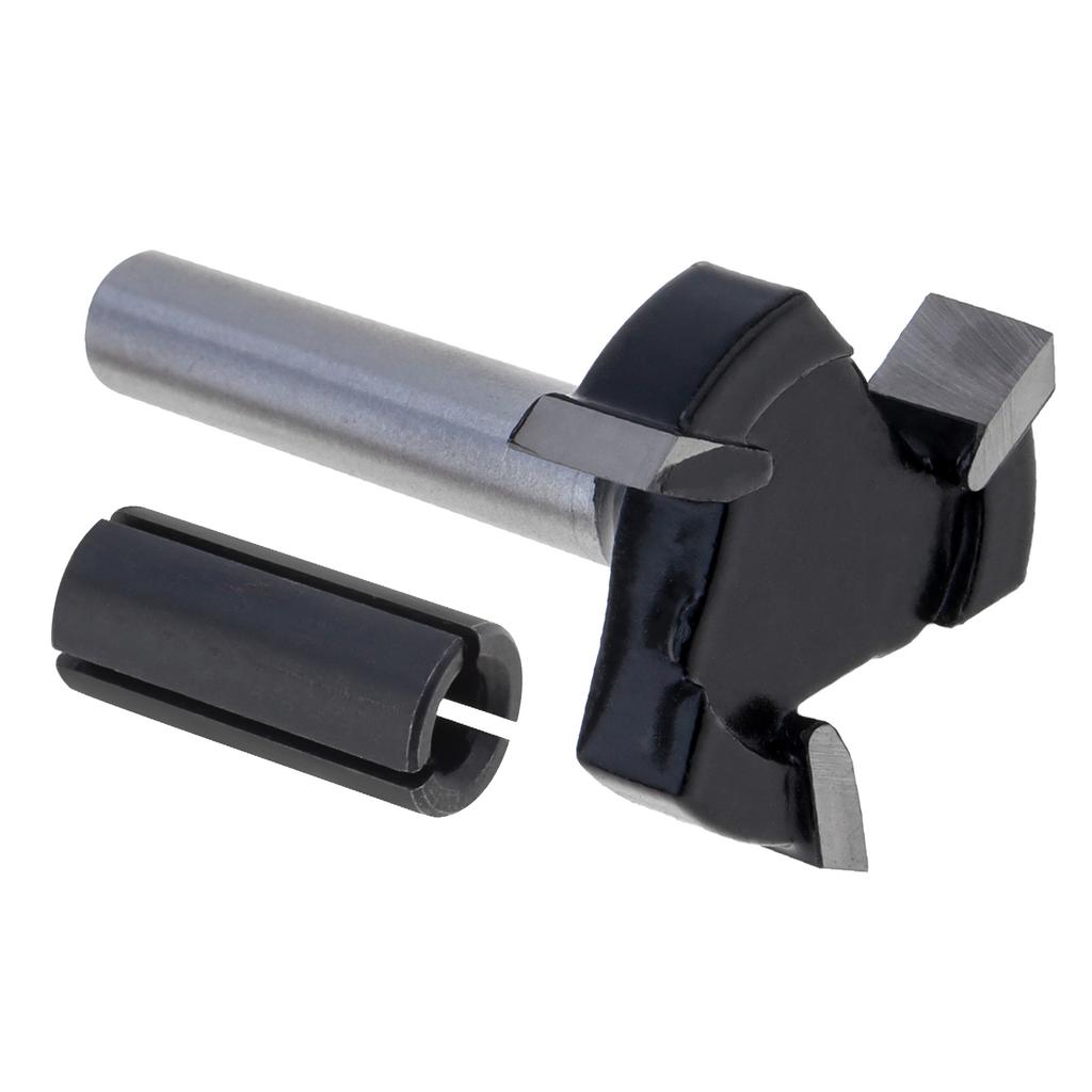 1/4" Shank 3-Tooth Carbide Spoilboard Surfacing Router Bit with 1/2" to 1/4" Reducing Chuck, Slab Flattening Milling Cutter for Woodworking Planing