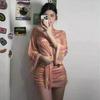 Bikini Swimsuit Women's Split Four-piece Suit Long-sleeved Sunblock Fashionable Stripe Sexy Vacation Hot