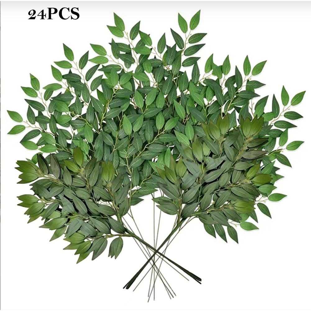 Künstliche grüne Pflanzenzweige 24 Stück 62cm für Hochzeitsfeier Für Esstisch Raumdekoration und Blumengestecke
