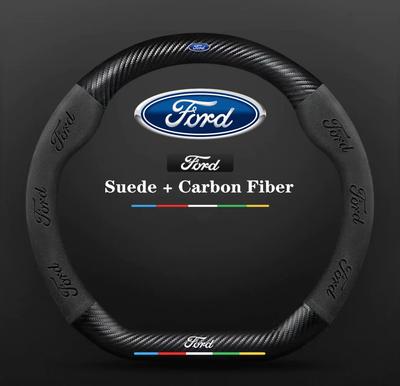 ST EXPLORER EDGE Fiesta Focus Mondeo F150 Fusion Mustang Kuga Ranger Car Anti-Slip Suede Carbon Fiber Steering Wheel Cover