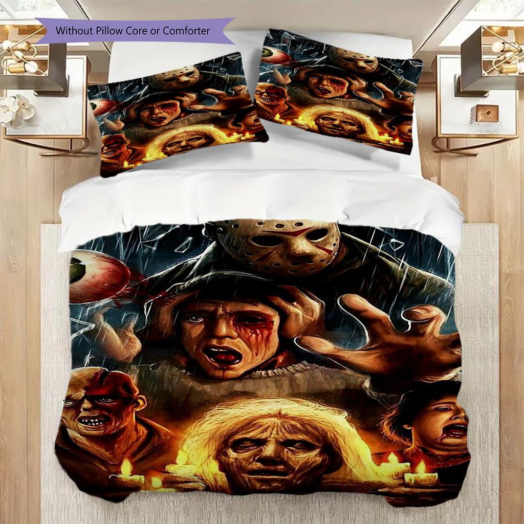 Halloween Horror Characters Set Bedding 1 Duvet Cover 2 Pillowcase Without Core Bedding Set Duvet Cover And Pillowcase Soft And Comfortable