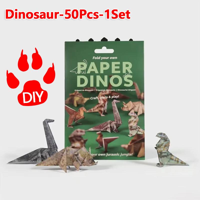

Набор из 50 листов бумаги для оригами DIY, бумага для складывания животных, кошек, собак, динозавров, ручная работа, веселое искусство, поделки, креативные принадлежности для DIY