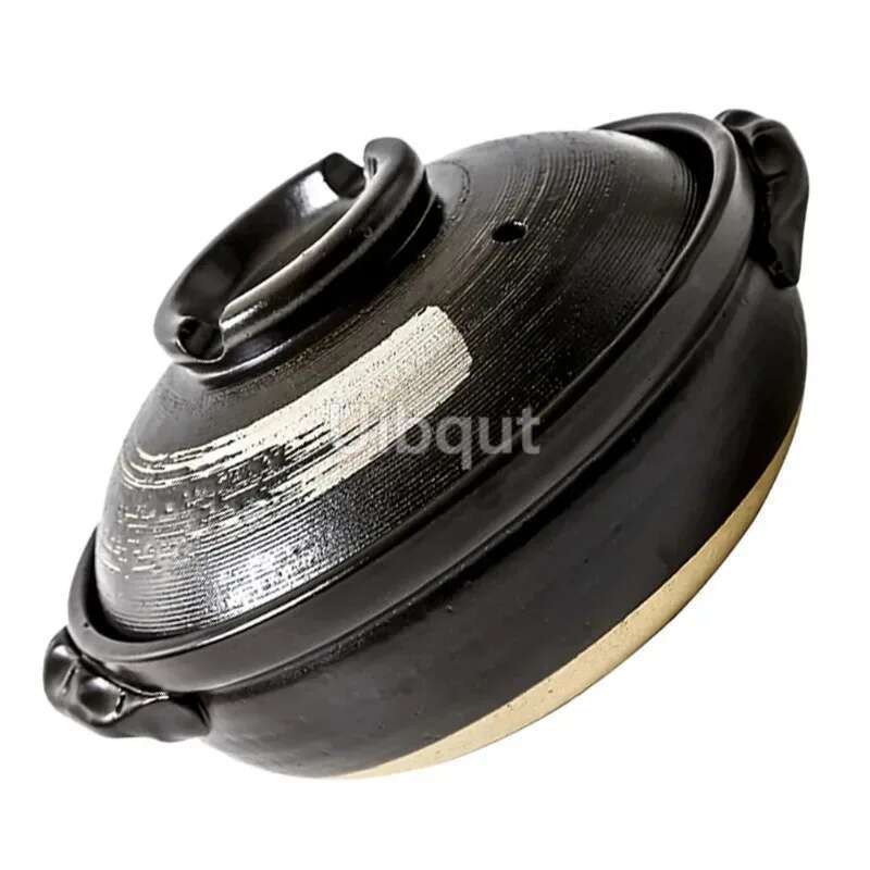 0.9L Ceramic Clay Pot Cooking Casserole soil Japanese Stew Soup Pot With Lid Earthenware Hot Pot Stockpot Dish Pan Cookware