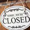 Wall Mounted Store Sign Wooden Open Closed Sign, Double-Sided Hanging Door with Vintage Rustic Business Frame, Waterproof Storefront Indicator, Retro