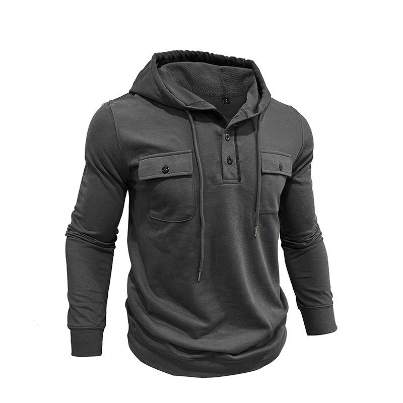 2026 Autumn/Winter Men's Retro Hooded Sweatshirt - Long-Sleeve Sport Hoodie with Pocket