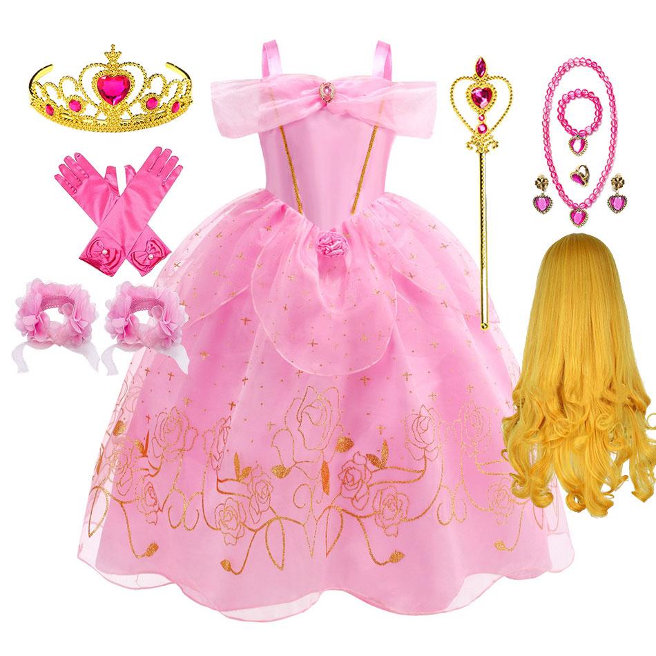 Sleeping Beauty Costume Play Princess Carnival Aurora Birthday Princess Party Dress Halloween Apparel Purim Fairy Vestido