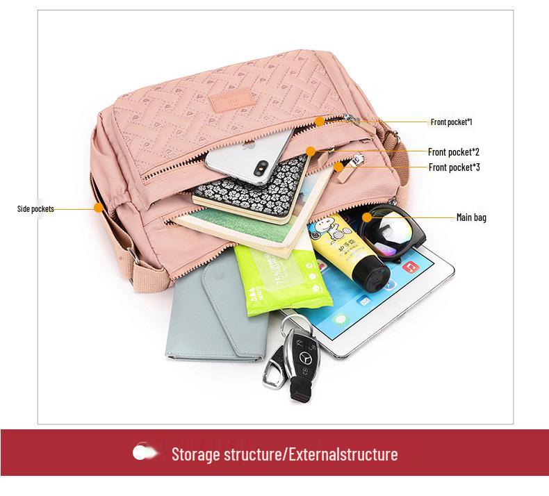 Women's Lightweight Water-Repellent Nylon Crossbody Shopping Bag