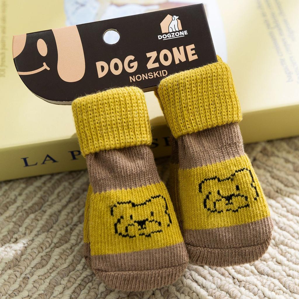 Pet Socks Long Tube Customer Fold Dog Non-slip and Dirt-resistant Socks Four Packs of Dog Shoes Go Out Without Dirty Feet