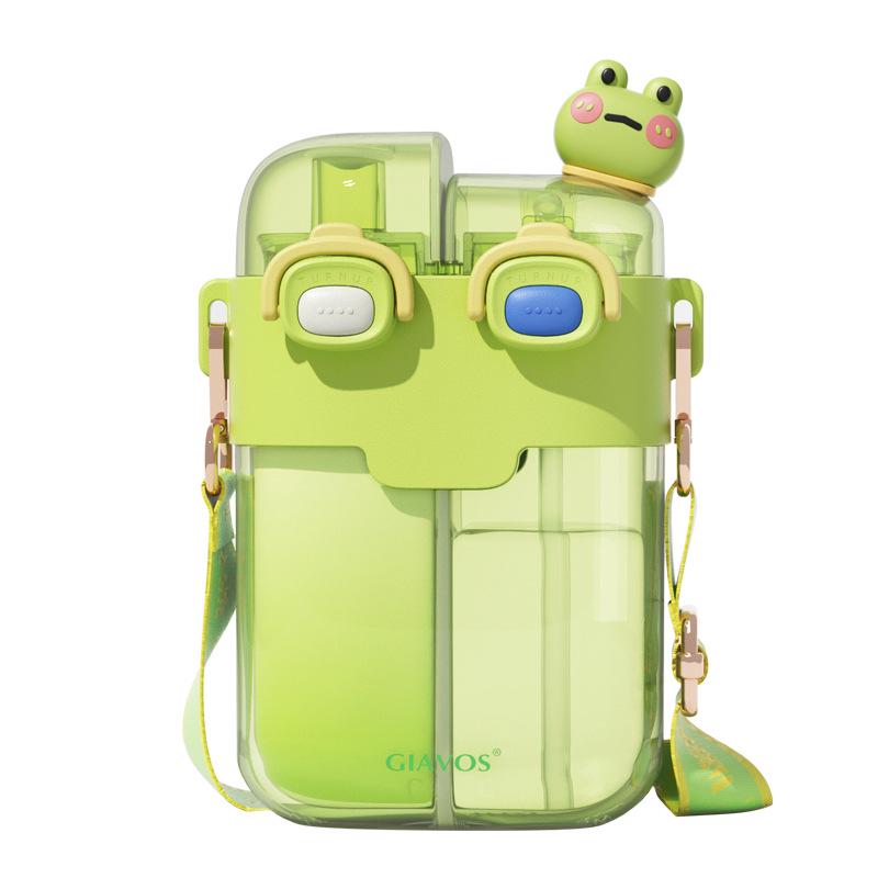 

Children s High-Temperature Resistant Double Compartment Water Cup with Straw 530ml циан
