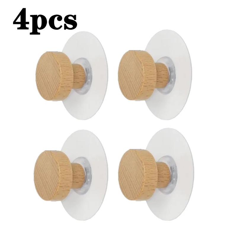 1-4pcs Wooden Hook Geometric Shape Wood Wall Hook Punch Free Wooden Coat Peg Coat Hanger for Hanging Clothes Hat Scarves Towel