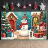 Holiday Background Festive Decor Snowman Backdrop Xmas Backdrop Gift Boxes Christmas Banner For Indoor Celebration Christmas