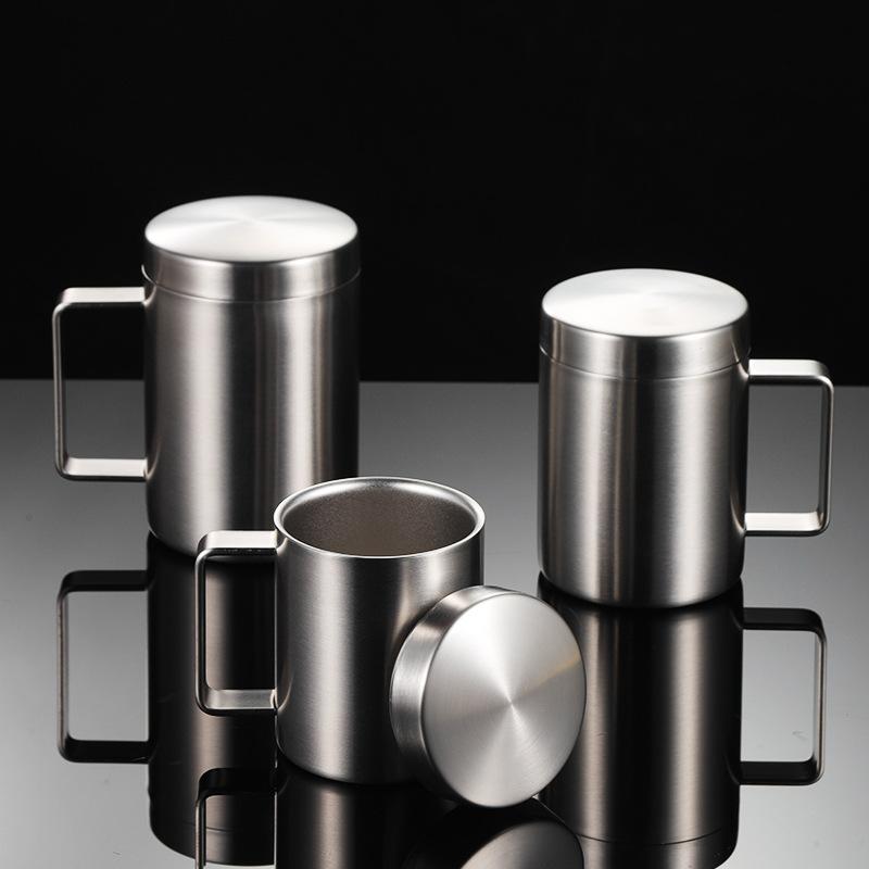 316 stainless steel sanded mug multi-specification covered thermal insulation cup office gift mug
