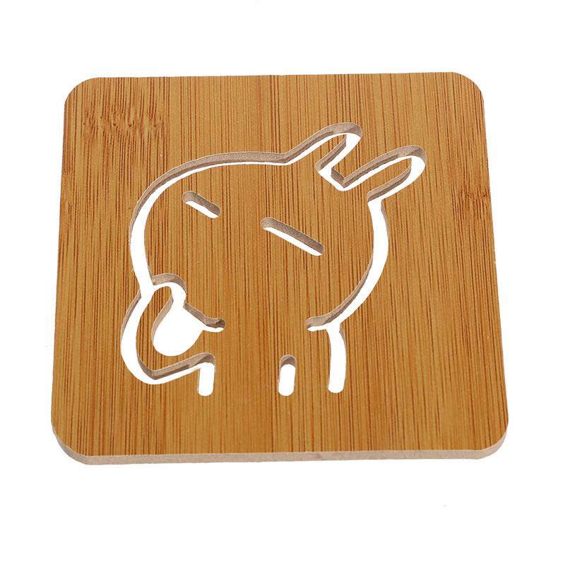 Cartoon Wooden Heat Insulation Coaster & Table Mat Set