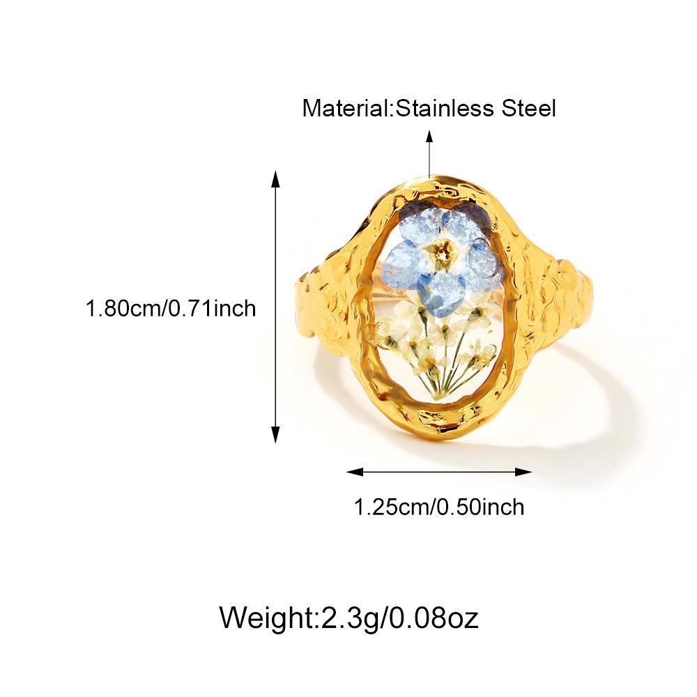 18K Gold Stainless Steel Clover & Daisy Flower Ring for Women