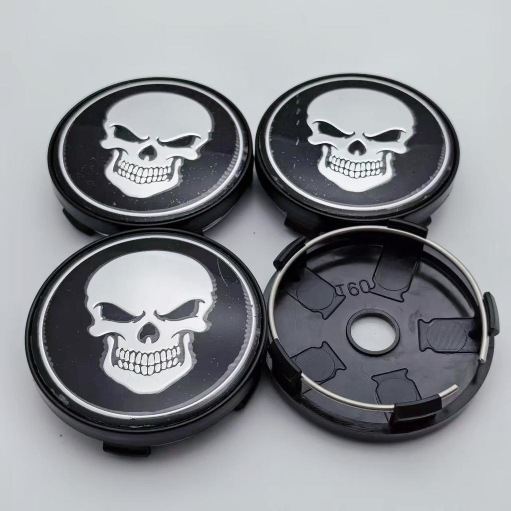 4ks 60MM ( 56 MM Vnitřní průměr) Logo lebky Znak Krytky středů kol auta Stylingové doplňky pro kola Náboj Ráfek Krytky nábojů Kryt Znak Výměna