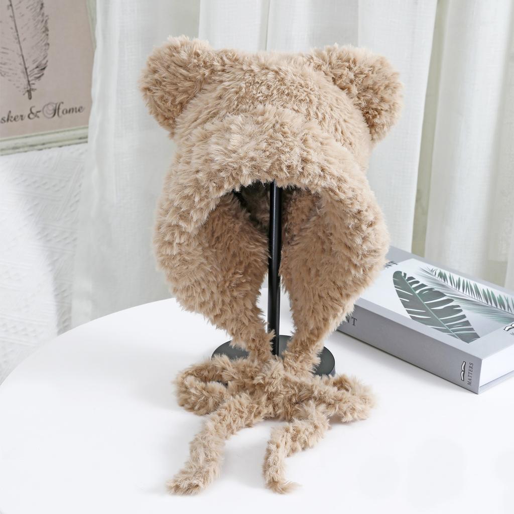 Die neue Katzenohren-Doppelschwanz-Plüsch-Strickmütze für Herbst und Winter ist niedlich, modisch, warm, ohrenschützend und gesichtsbetonend. Kleine Wollmütze