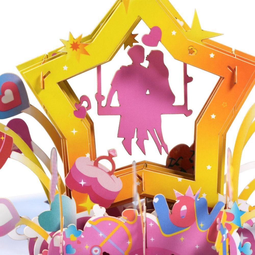 Multicolor 3D Greeting Card Valentine's Day Blessing Cards Paper Carving Postcard Festival