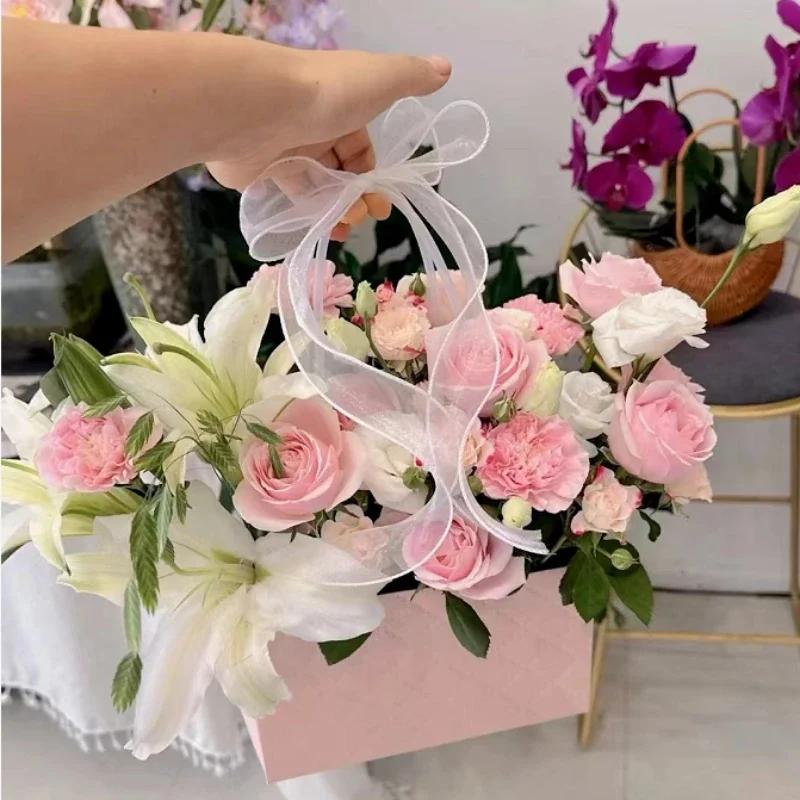 Flowers Basket Boxes Gift DIY Packaging Materials Wedding Favors 10pcs Flower Tote Bags Kraft Paper Bouquet Floral Arrangement