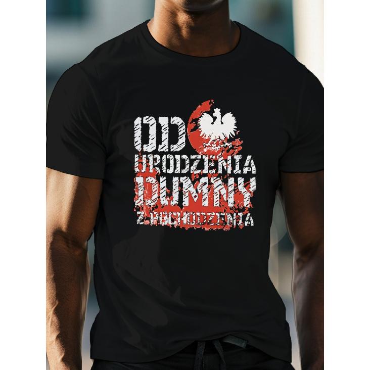 Polish Proud Of Origin Print, Men'S Round Neck Short Sleeve T-Shirt, Casual Comfy Lightweight Top For Summer