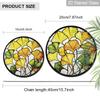 2D Flat Stained Glass Ginkgo Leaf Window Decoration, Autumn Yellow & Green Design Colored Glass Plate with Chain, Charming Sun Catcher Home Garden