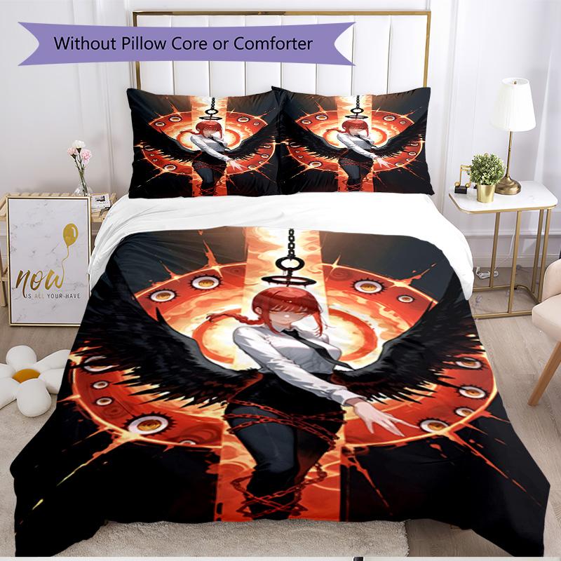 3pcs Duvet Cover Set (1*Duvet Cover + 2*Pillowcase, Without Core), Makima Chainsaw Man Print Soft All‑Season Bedding Set, Home Bedroom Decor Gift