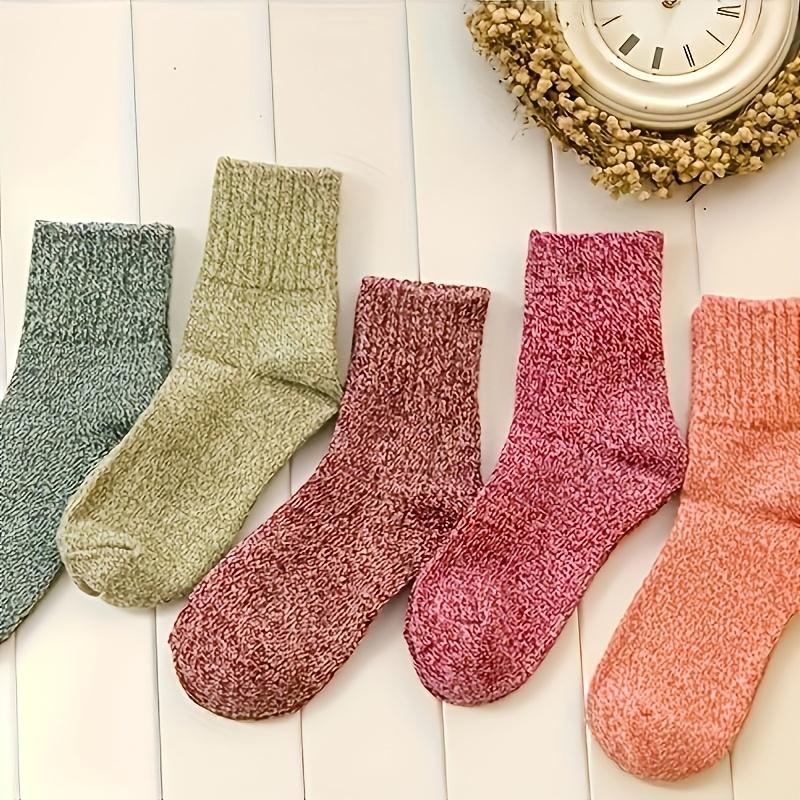 5 Pairs of Women's Socks, Mid Length Warm and Ethnic Style Thick, Suitable for Autumn and Winter