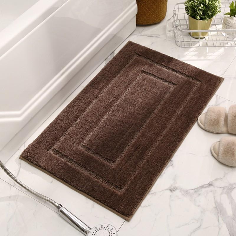 Thick Absorbent Bath Mat Bathroom Door Non-Slip Floor Rug With Edge Binding Square Shape Machine Woven