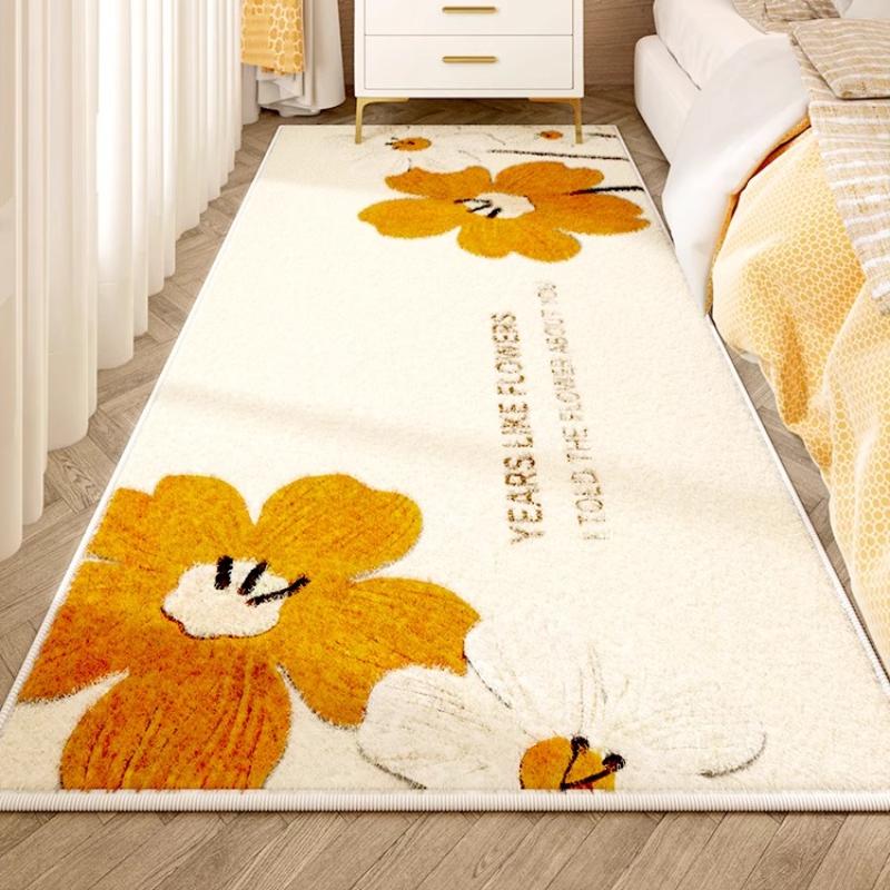 Flower Pattern Bedroom Decor Plush Thick Plush Carpets for Living Room Anti-slip Bedside Washable Floor Mat Home Fluffy Soft Rug