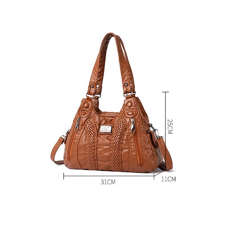 Luxury Designer Brand Women’s Leather Shoulder Bags, Multi-pocket Casual Crossbody Bags, Large Capacity Handbags