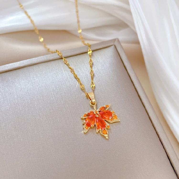 Contemporary Maple Leaf Pendant Necklace for Women Combining Nature's Charm With Modern Fashion Statement Pieces