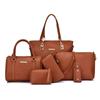 New mother and child women's bags solid color PU six-piece set woven large-capacity simple portable shoulder bag crossbody fashion