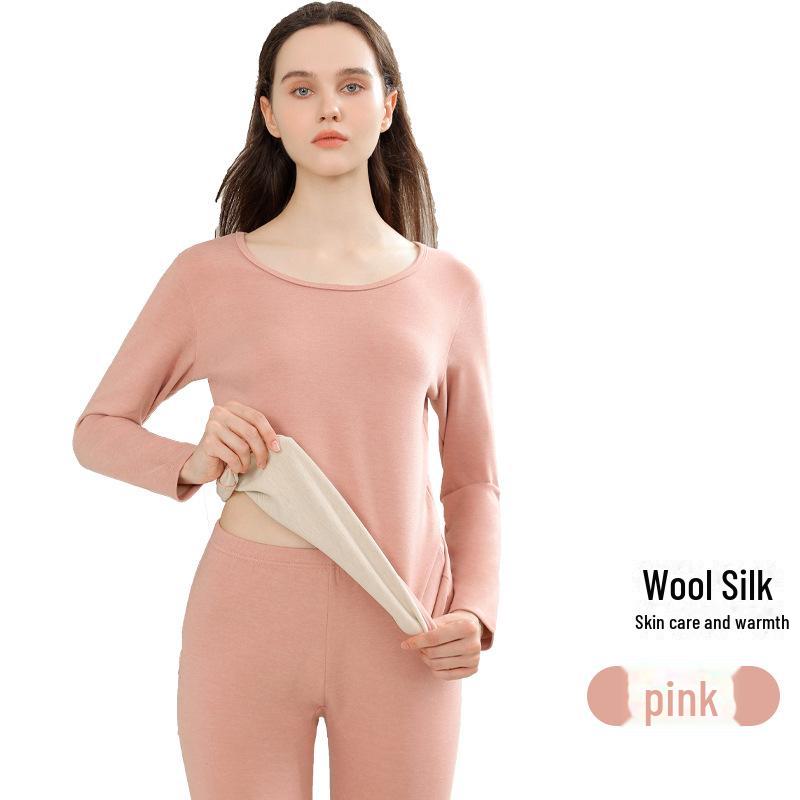 

Мужской и женский термокостюм из немецкого бархата, шелка и шерсти - Большой размер, толстый, с двойным начесом для осени и зимы Female XL розовый