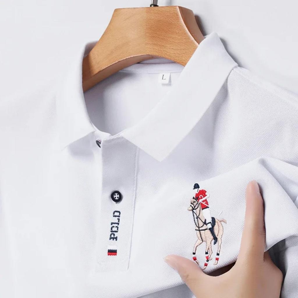 STORN Men's Embroidered Casual Fashion Short Sleeved POLO Shirt Summer Comfortable Top