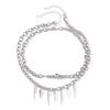 Set of 2pcs Gothic Collarbone Necklaces Zinc Alloy Construction Unisex Wear Punk Style Hip Hop Neck Accessories
