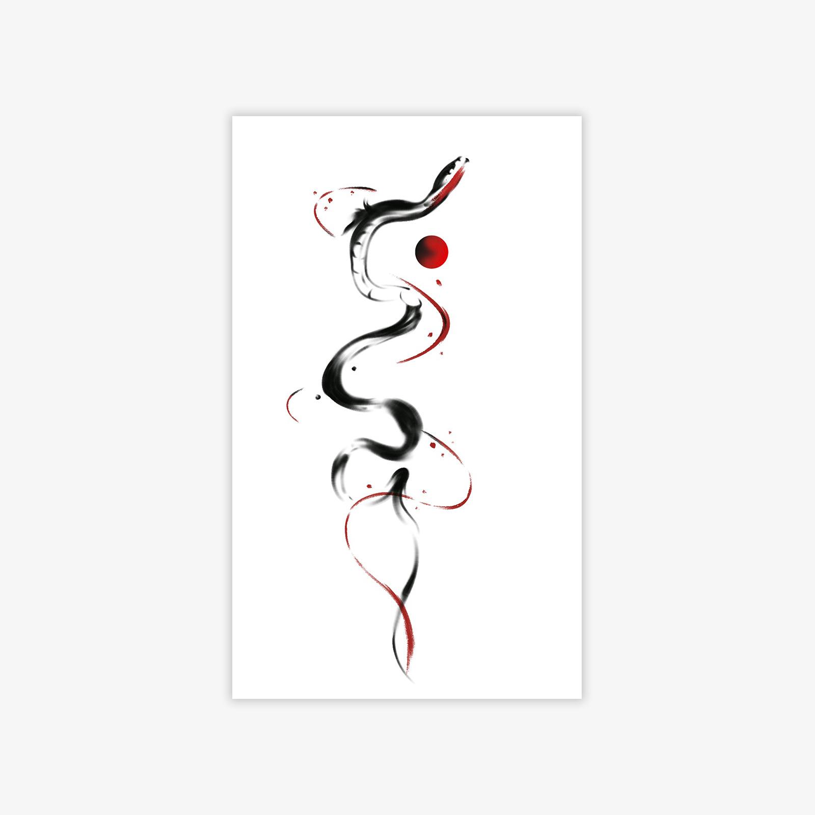 Sexy Spice Moon Ink Snake Tattoo Sticker Waterproof Lasting Personality Tattoo Sticker 9*15