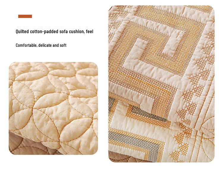 2024 Non-Slip All-Cotton Sofa Cushion Cover for Solid Wood Sofa - Four Seasons Universal Design