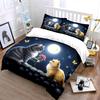 Romantic Cats Under Moonlight Scene Kid'S And Adults' Bedroom Decor, Exquisite Three-Piece Bedding Set Gift