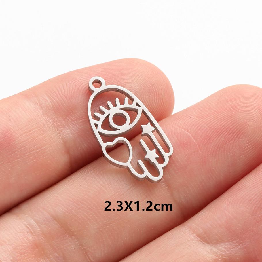 6pcs Evil Blue Eye Charm Dark Blue Heart Moon Eyes Pendant Rhinestone Stainless Steel Charm For Jewelry Making Necklace Keychain