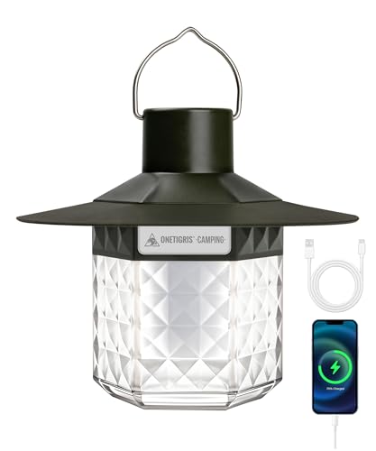 

OneTigris Rechargeable Camping Lantern, 3-Color Switching, Stepless Dimming, 4500mAh Battery, 64 Hours of Continuous Lighting, Smartphone Charging, Po