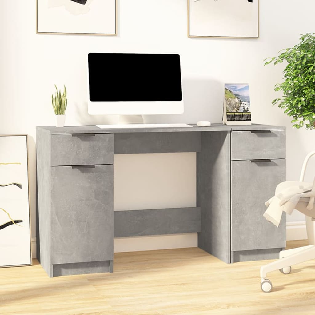 Vidaxl Biurko Z Szafką Boczną, Szarość Betonu, Materiał Drewnopochodny