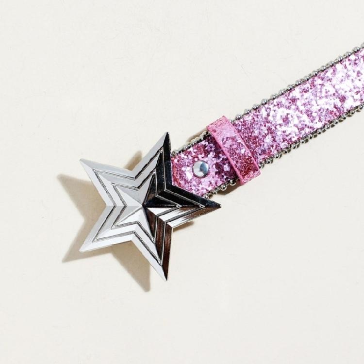 Shimmering Power Jeans Belt for Adult Women Sequined Waist Belt All Matching Star Buckles Belt Pants Shorts Waistband